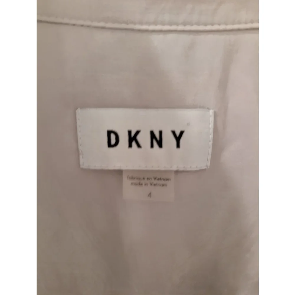 Women's DKNY Beige Long Sleeve Shirt Dress with Tie Waist, Size 4 - Picture 4 of 7